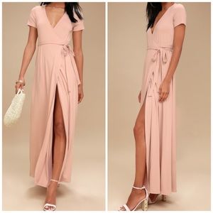 Lulu's Soft Pink Wrap High Low Dress